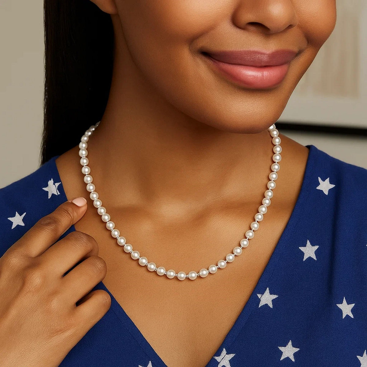 14k Yellow Gold Necklace with White Freshwater Cultured Pearls (6.0mm to 6.5mm) RCJ