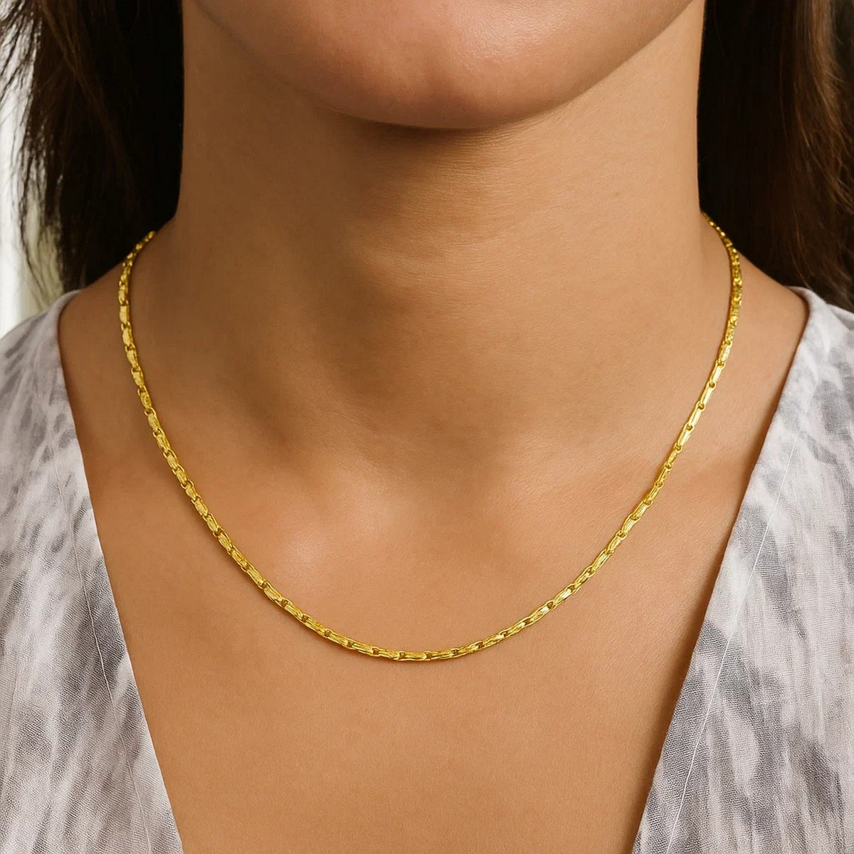 Diamond Cut Fancy Links Pendant Chain in Yellow Gold (1.50 mm) RCJ