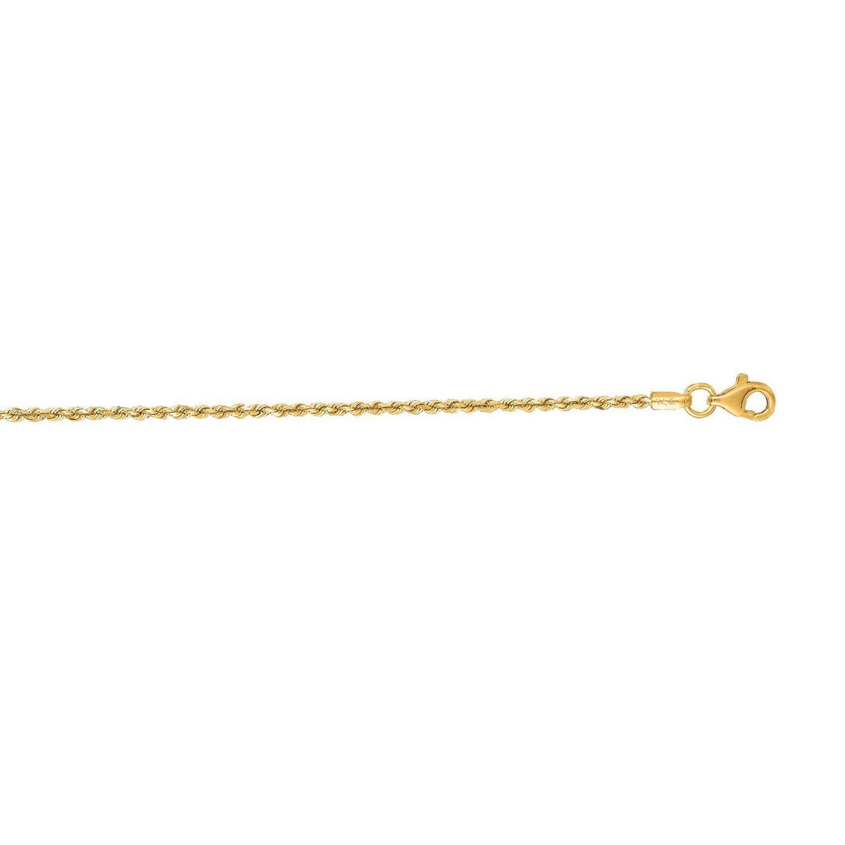 14k Yellow Gold Diamond Cut Rope Anklet 1.5mm RCJ