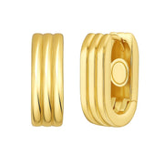 14K Yellow Gold Fancy Oval Triple Row Hoop Earrings RCJ