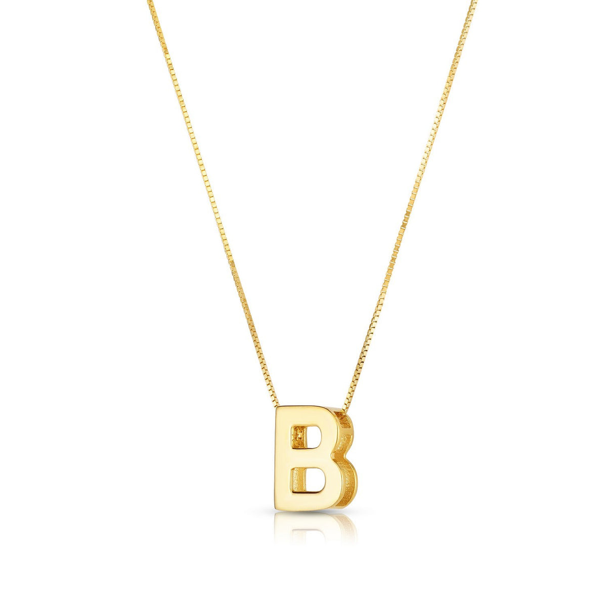 14K Yellow Gold Yours Truly Block Letter Initial B Necklace Alba Luxe