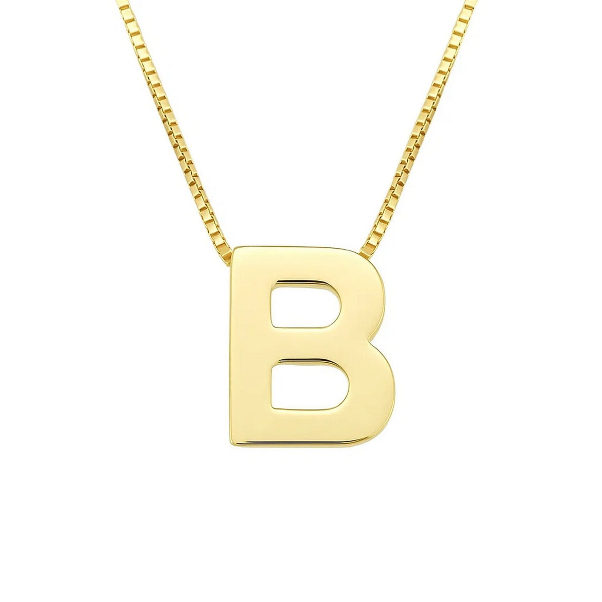 14K Yellow Gold Yours Truly Block Letter Initial B Necklace Alba Luxe