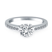 14k White Gold Diamond Channel Cathedral Engagement Ring RCJ