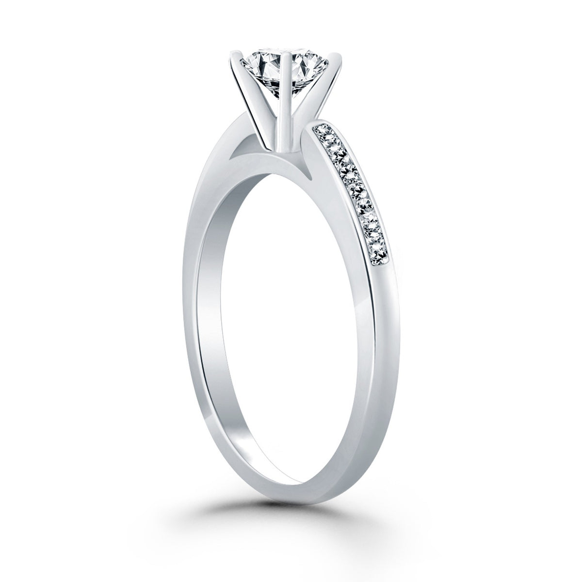 14k White Gold Diamond Channel Cathedral Engagement Ring RCJ