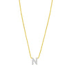 14K Yellow Gold Mini Diamond N Initial Pendant Necklace Alba Luxe