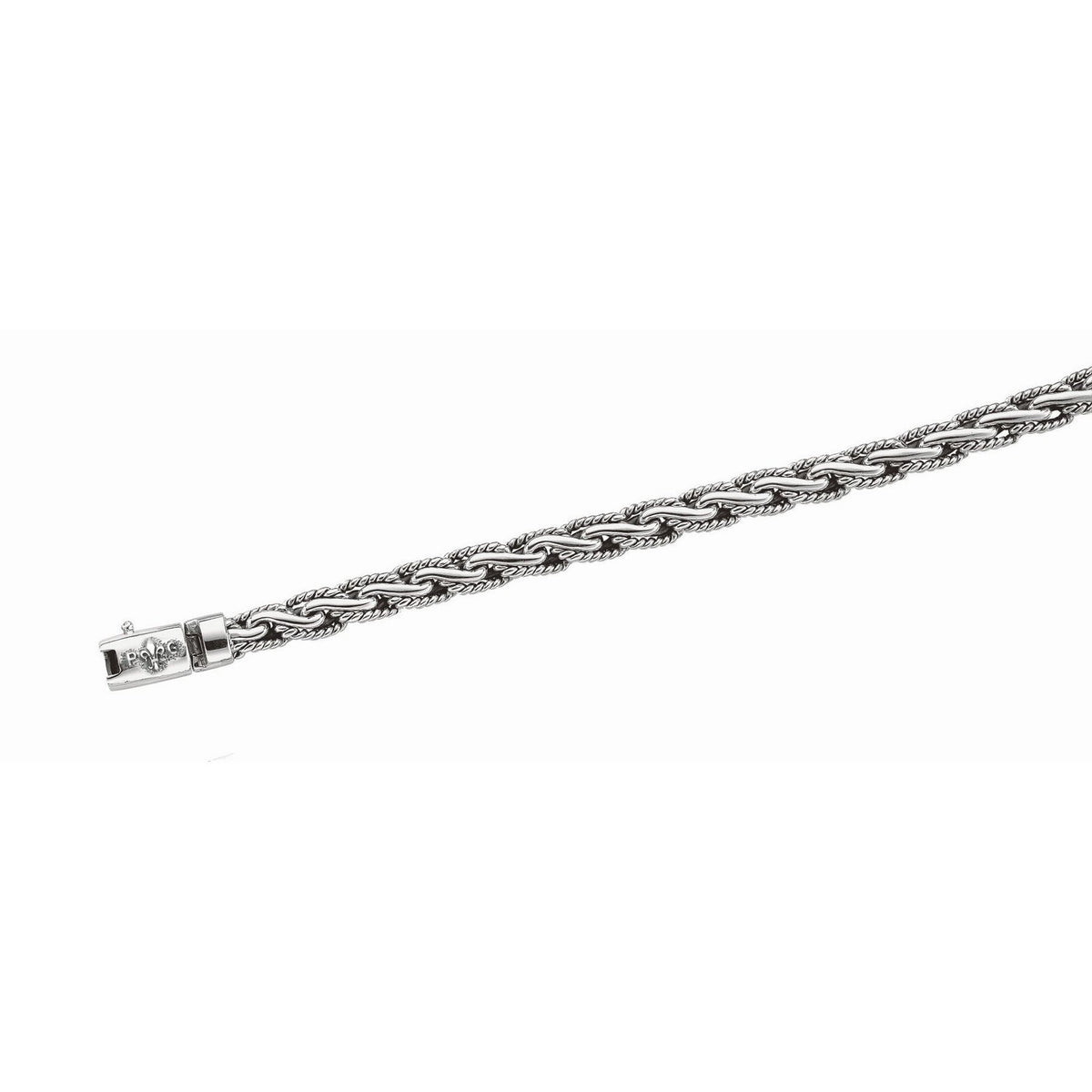 Oxidized Sterling Silver Mens Chain Bracelet in a Cable Motif (8.50 mm) RCJ