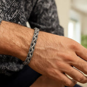 Oxidized Sterling Silver Mens Chain Bracelet in a Cable Motif (8.50 mm) RCJ