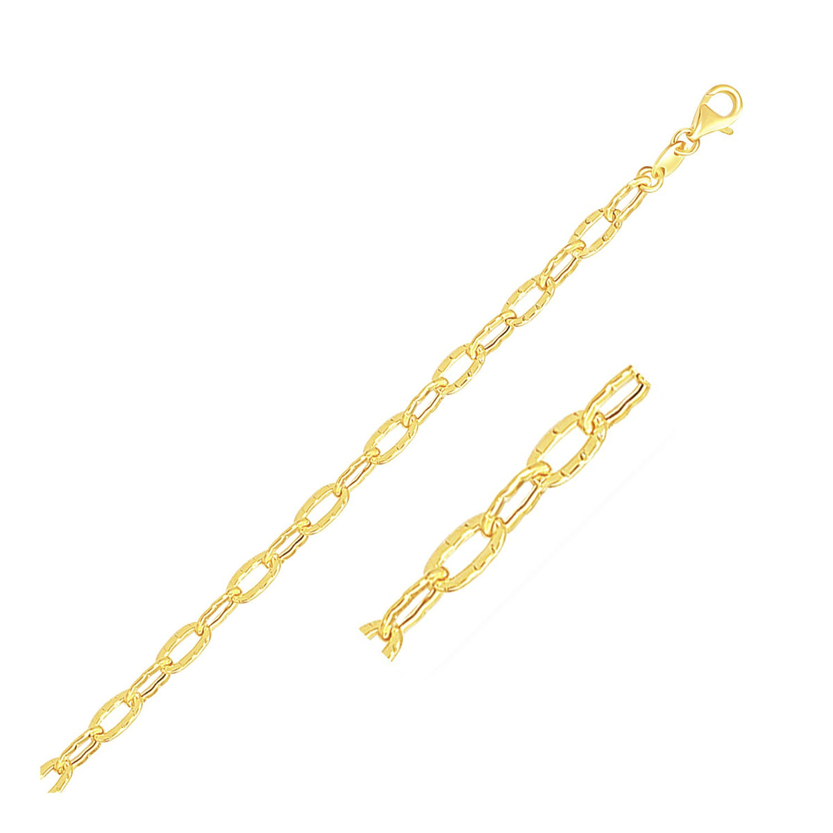 14k Yellow Gold Anklet with Flat Hammered Oval Links RCJ