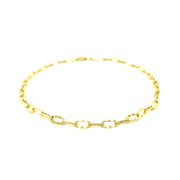 14k Yellow Gold Anklet with Flat Hammered Oval Links RCJ