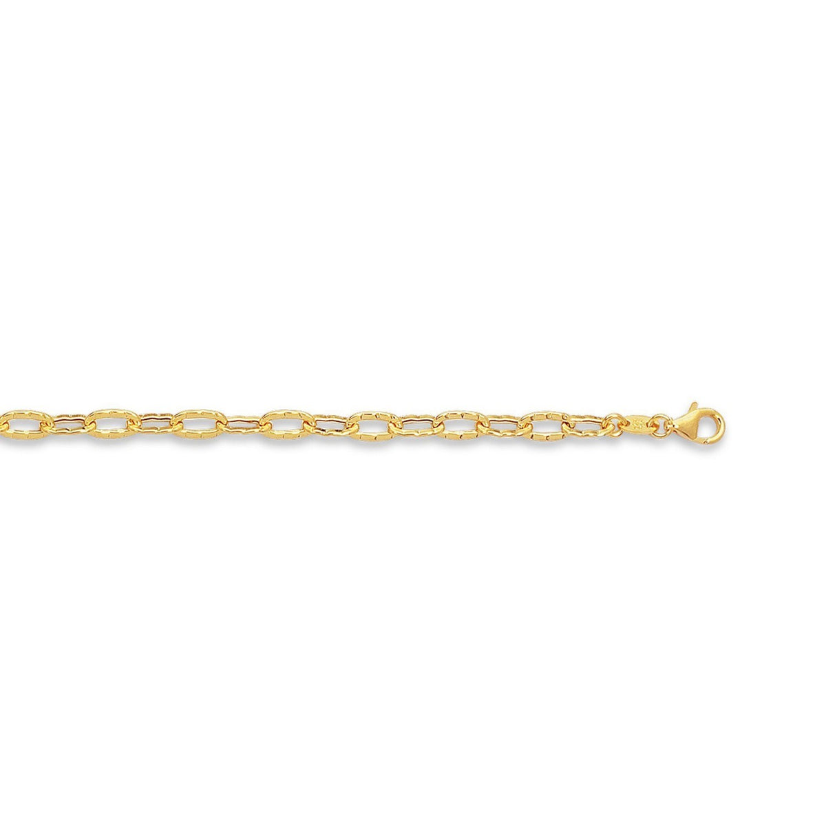 14k Yellow Gold Anklet with Flat Hammered Oval Links RCJ