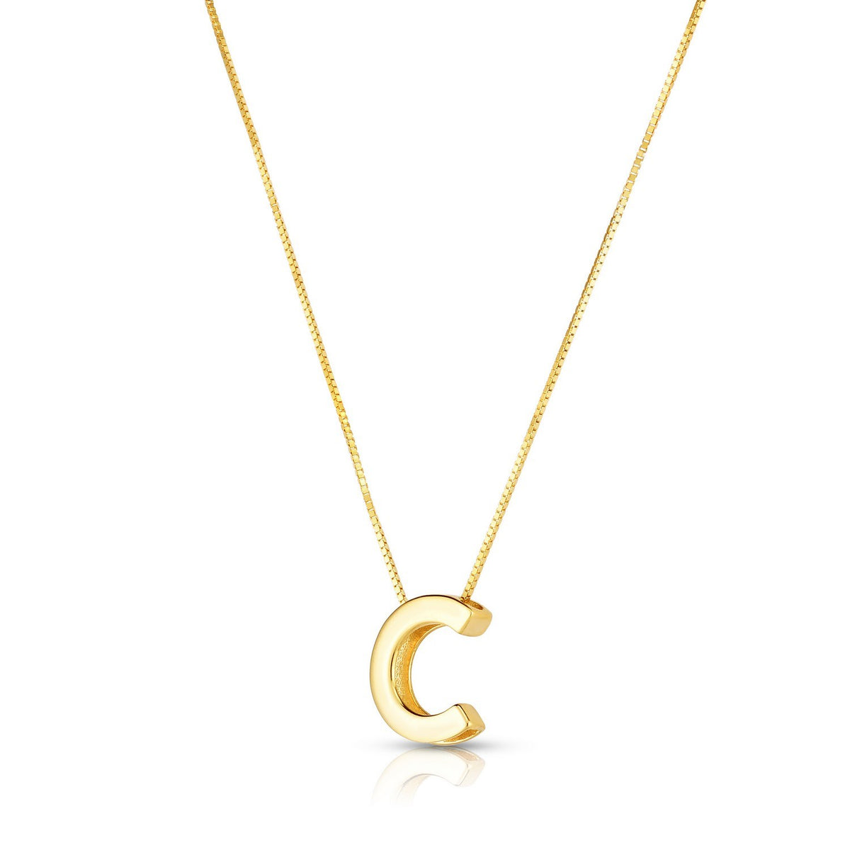 14K Yellow Gold Yours Truly Block Letter Initial C Necklace Alba Luxe
