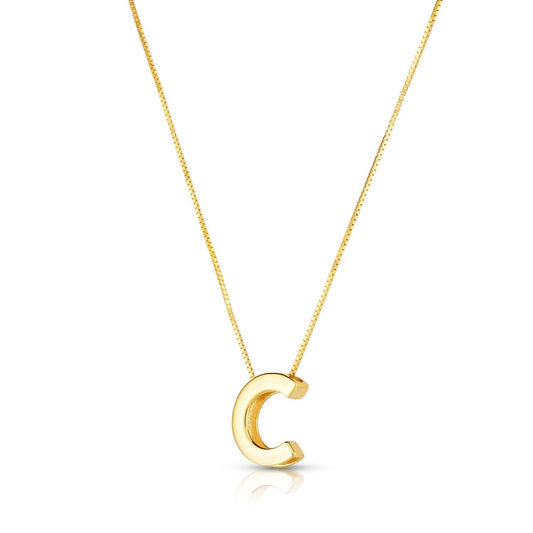 14K Yellow Gold Yours Truly Block Letter Initial C Necklace Alba Luxe
