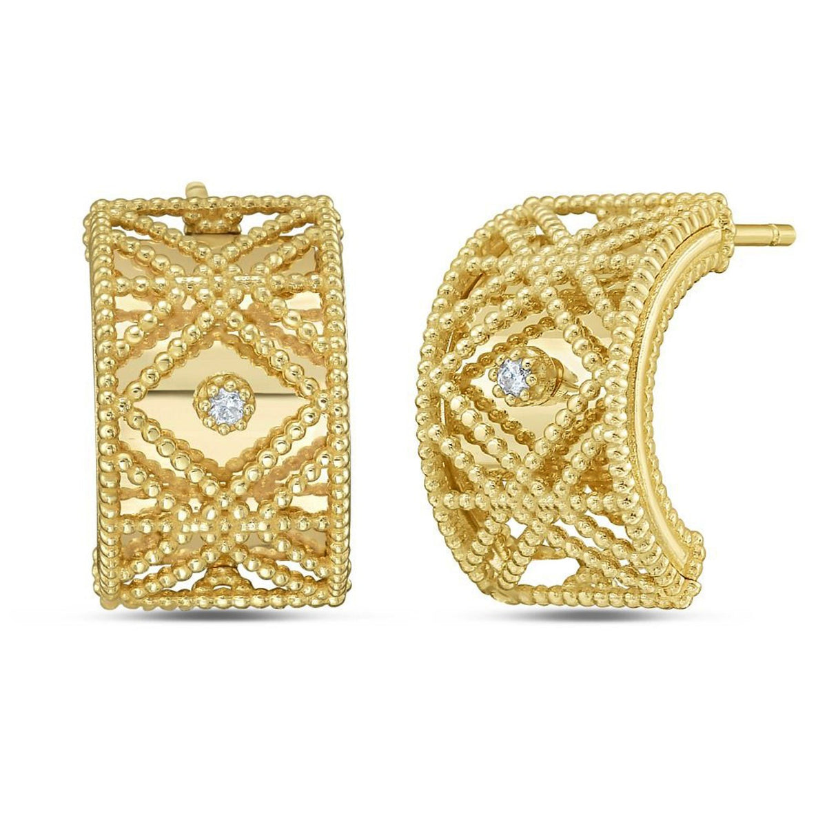 14K Yellow Gold Diamond Vannerie Earrings RCJ
