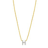 14K Yellow Gold Mini Diamond H Initial Pendant Necklace Alba Luxe