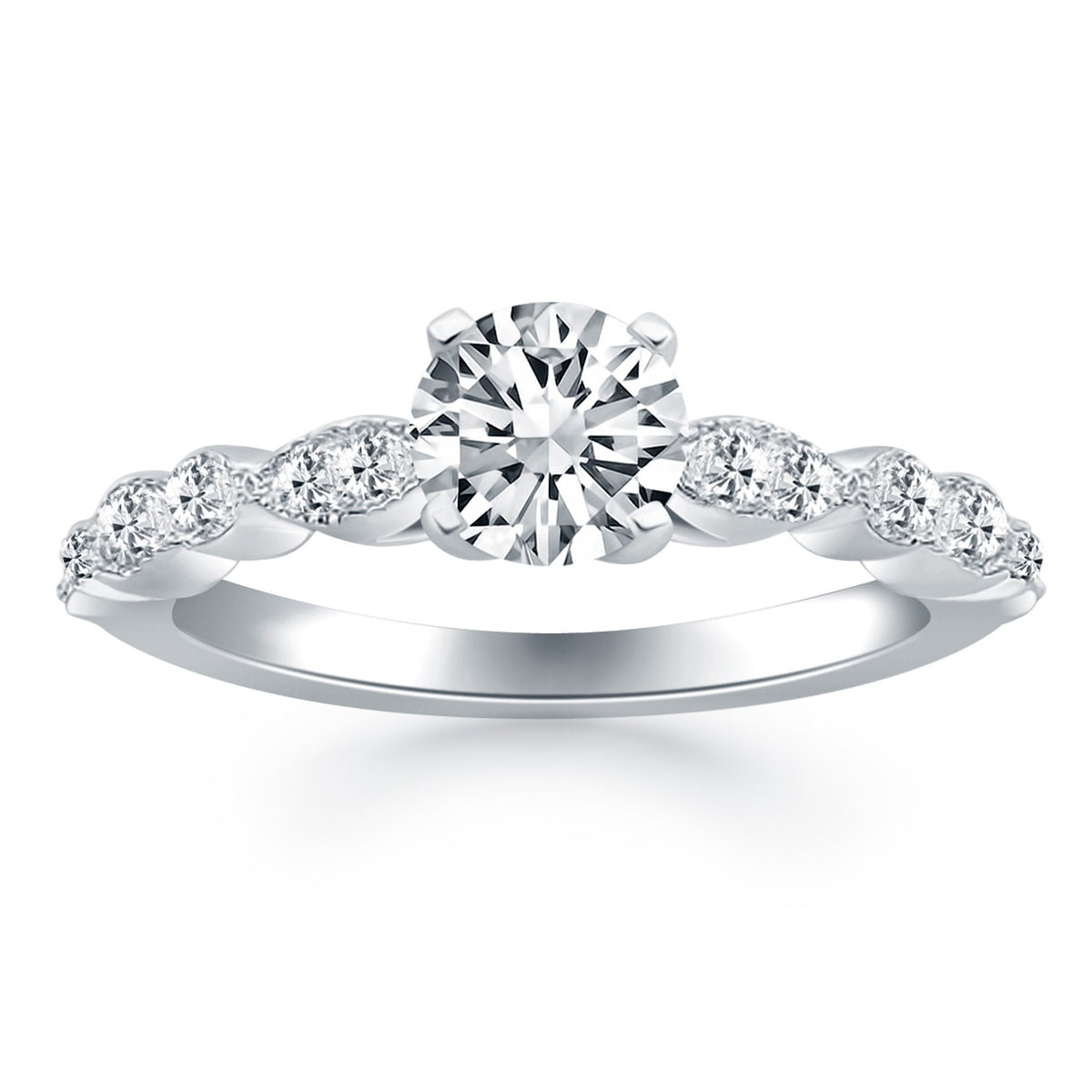 14k White Gold Fancy Shaped Diamond Engagement Ring RCJ