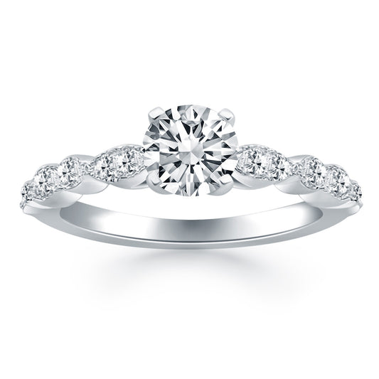 14k White Gold Fancy Shaped Diamond Engagement Ring RCJ