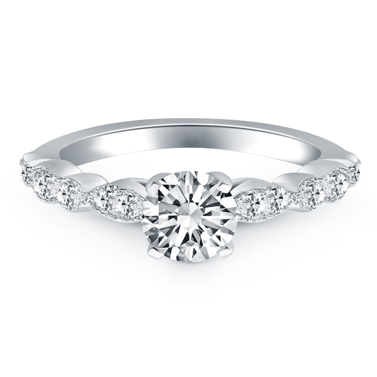 14k White Gold Fancy Shaped Diamond Engagement Ring RCJ