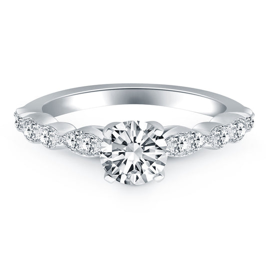 14k White Gold Fancy Shaped Diamond Engagement Ring RCJ
