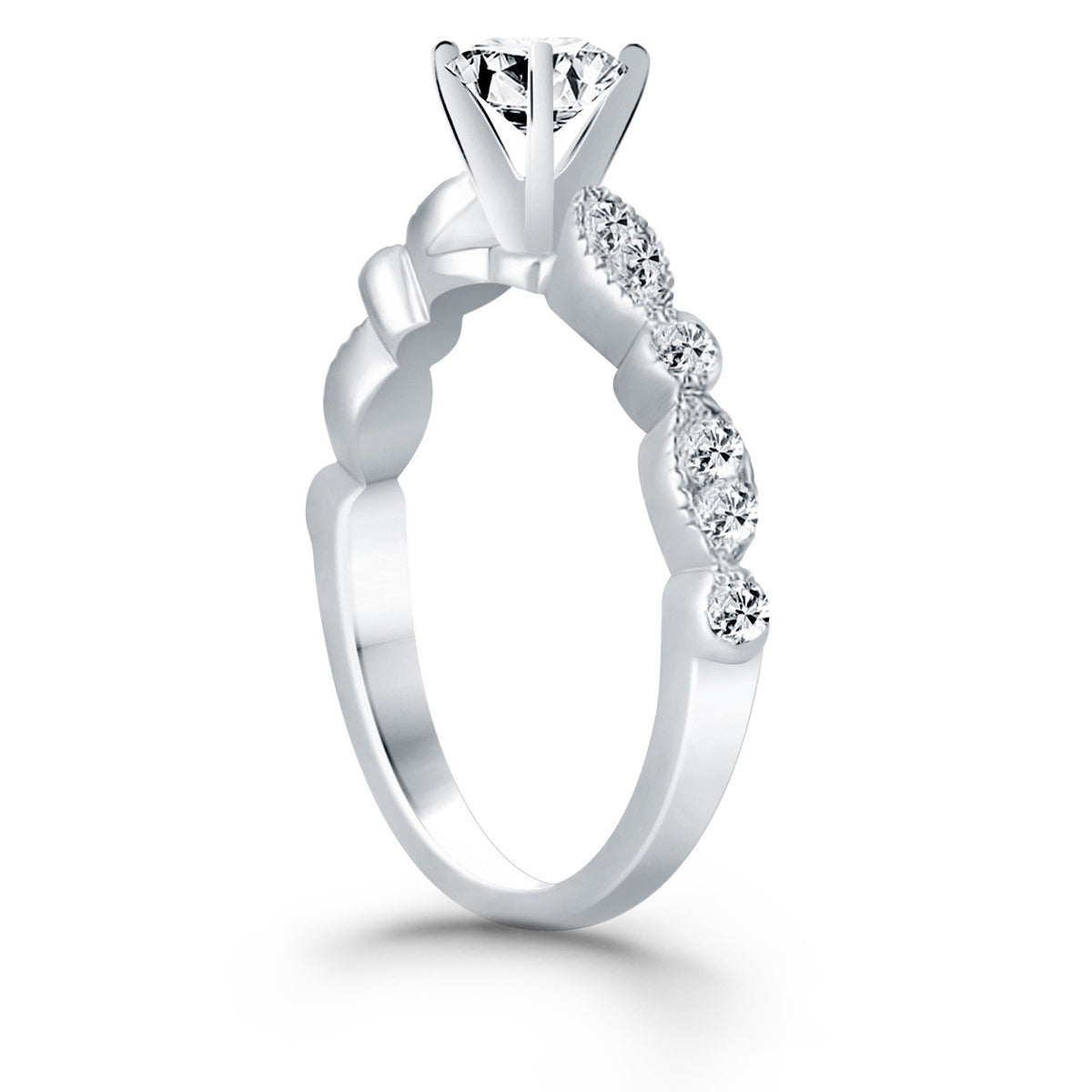 14k White Gold Fancy Shaped Diamond Engagement Ring RCJ