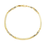 14k Two-Tone Gold Fancy Bar Style Mens Bracelet with Curved Connectors (9.65 mm) RCJ