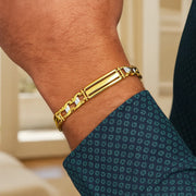 14k Two-Tone Gold Fancy Bar Style Mens Bracelet with Curved Connectors (9.65 mm) RCJ