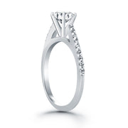 14k White Gold Micro Prong Diamond Cathedral Engagement Ring RCJ