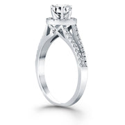 14k White Gold Diamond Halo Split Shank Engagement Ring RCJ