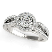 14k White Gold Diamond Engagement Ring with Teardrop Split Shank (7/8 cttw) RCJ