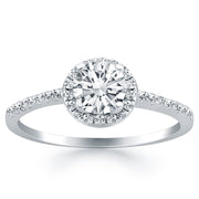 14k White Gold Diamond Halo Collar Engagement Ring RCJ