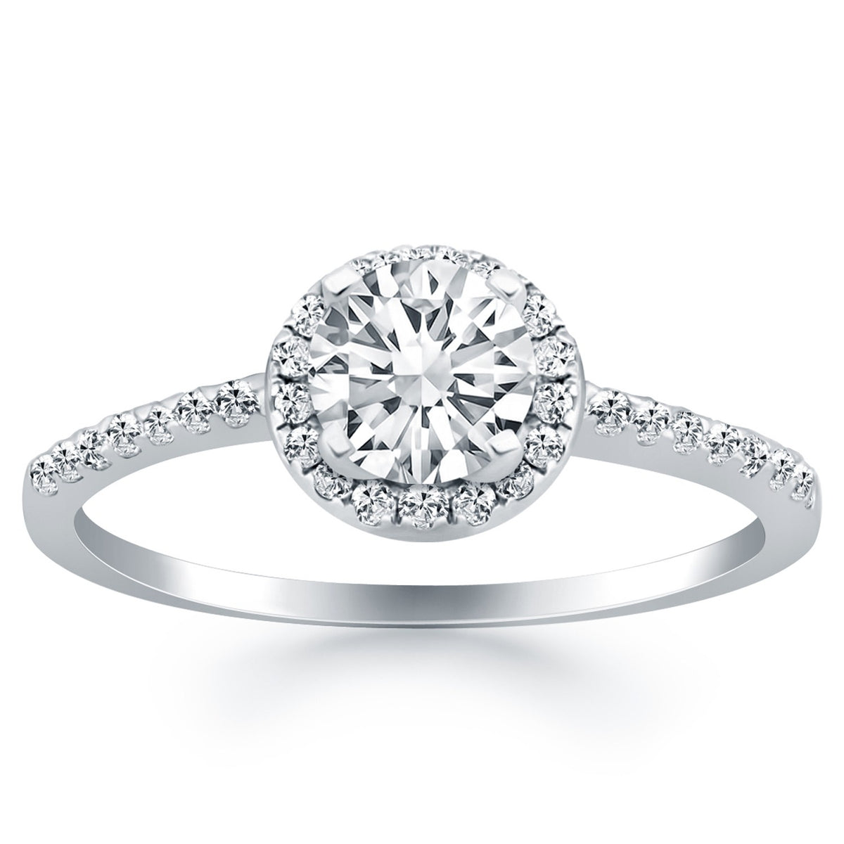 14k White Gold Diamond Halo Collar Engagement Ring RCJ