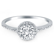 14k White Gold Diamond Halo Collar Engagement Ring RCJ