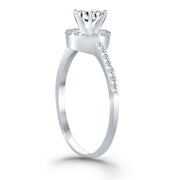 14k White Gold Diamond Halo Collar Engagement Ring RCJ