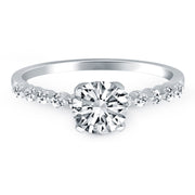 14k White Gold Diamond Engagement Ring with Shared Prong Diamond Accents RCJ