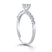 14k White Gold Diamond Engagement Ring with Shared Prong Diamond Accents RCJ