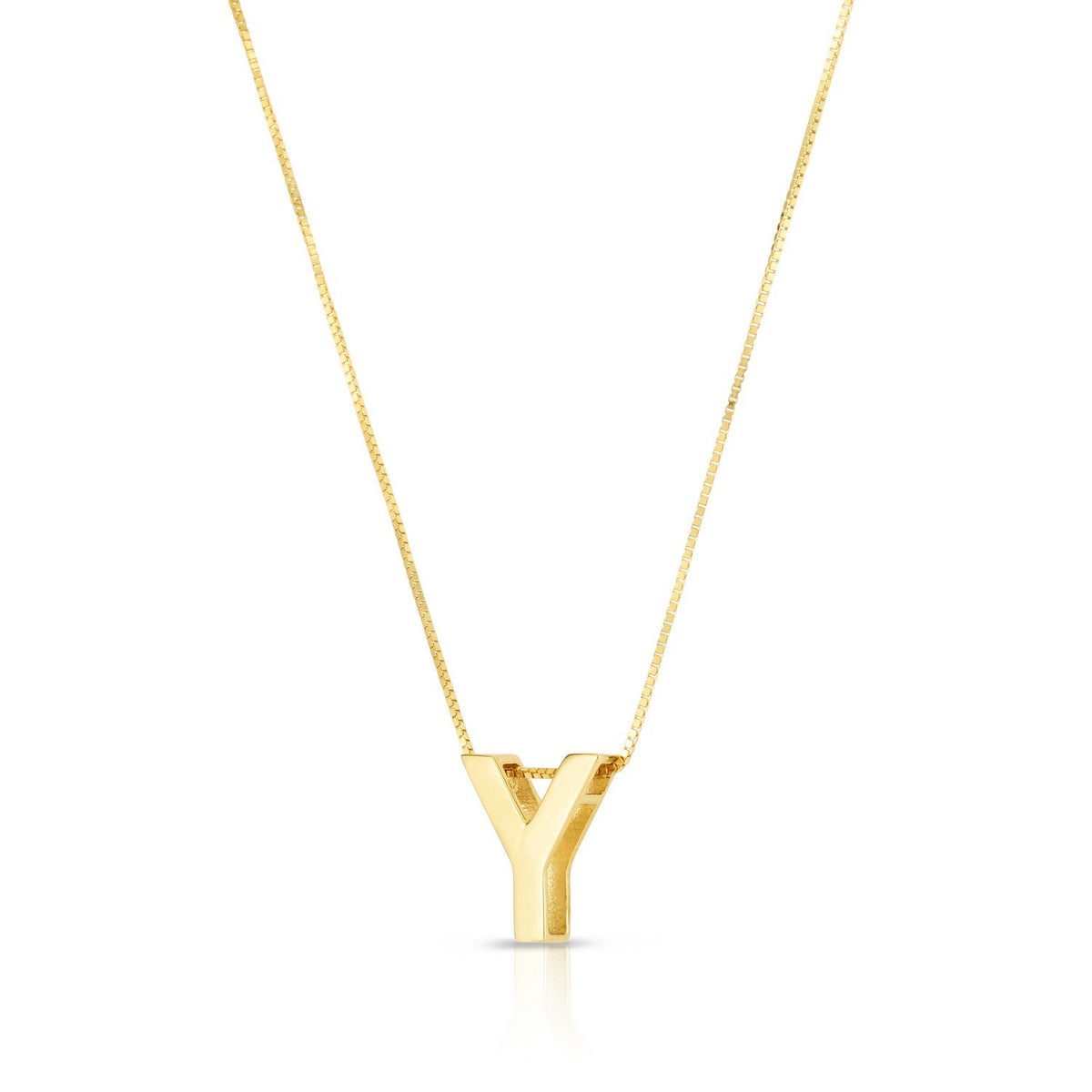 14K Yellow Gold Yours Truly Block Letter Initial Y Necklace Alba Luxe