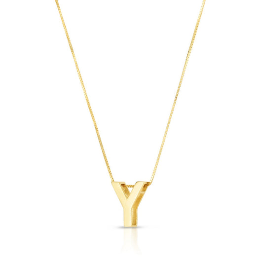 14K Yellow Gold Yours Truly Block Letter Initial Y Necklace Alba Luxe