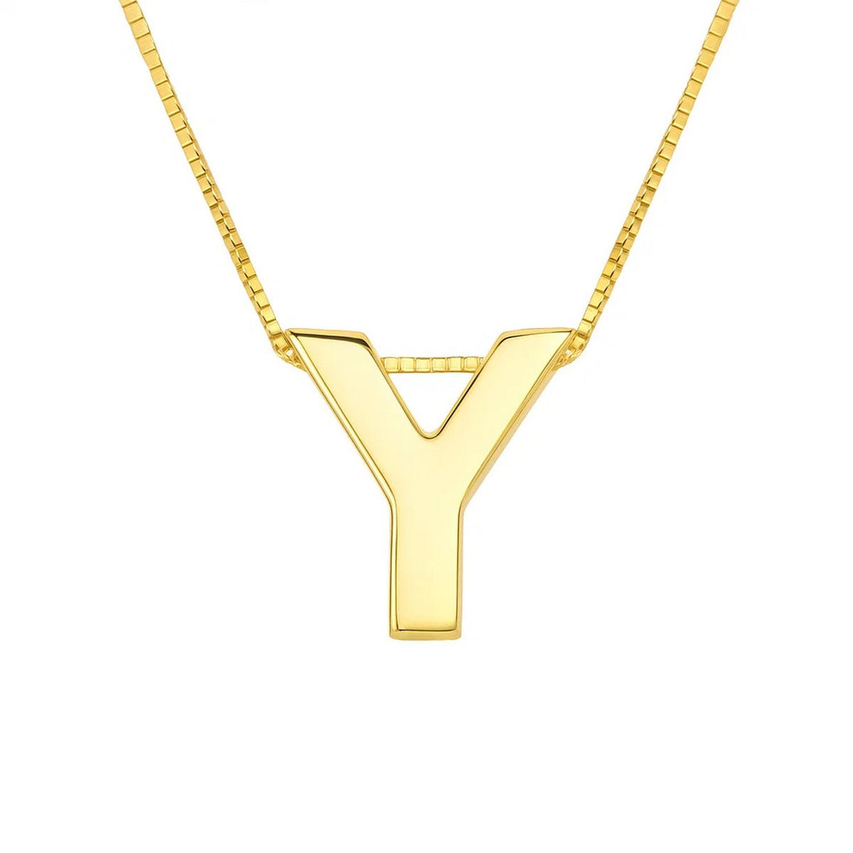 14K Yellow Gold Yours Truly Block Letter Initial Y Necklace Alba Luxe