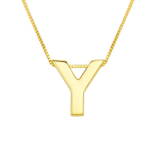 14K Yellow Gold Yours Truly Block Letter Initial Y Necklace Alba Luxe