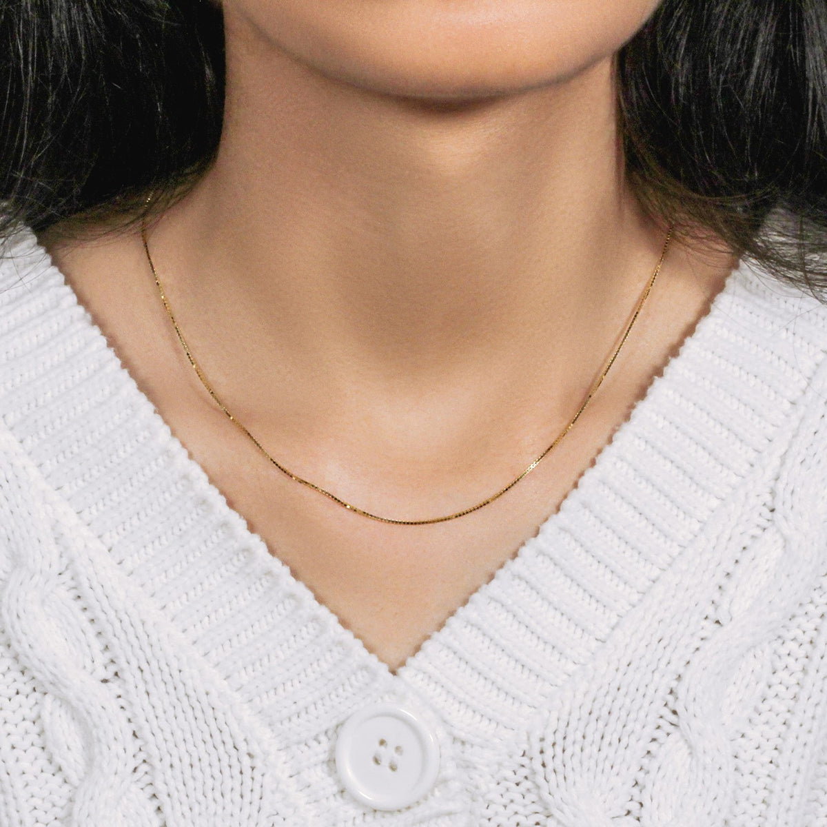 10k Yellow Gold Classic Box Chain (0.78 mm) Alba Luxe