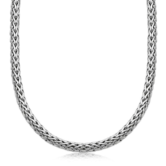Oxidized Sterling Silver Wheat Style Chain Men's Necklace Alba Luxe