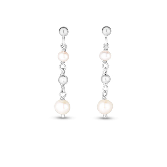Sterling Silver Freshwater Pearl Bead Drop Earrings RCJ
