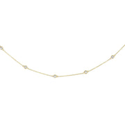14k Yellow Gold Station Necklace with Round Diamonds RCJ