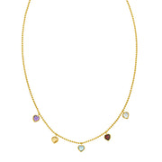 14K Yellow Gold Multi Gemstone Heart Necklace (1.50 mm) RCJ