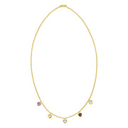 14K Yellow Gold Multi Gemstone Heart Necklace (1.50 mm) RCJ