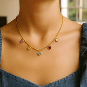 14K Yellow Gold Multi Gemstone Heart Necklace (1.50 mm) RCJ