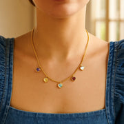 14K Yellow Gold Multi Gemstone Heart Necklace (1.50 mm) RCJ