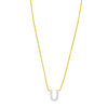 14K Yellow Gold Mini Diamond U Initial Pendant Necklace Alba Luxe