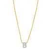 14K Yellow Gold Mini Diamond B Initial Pendant Necklace Alba Luxe