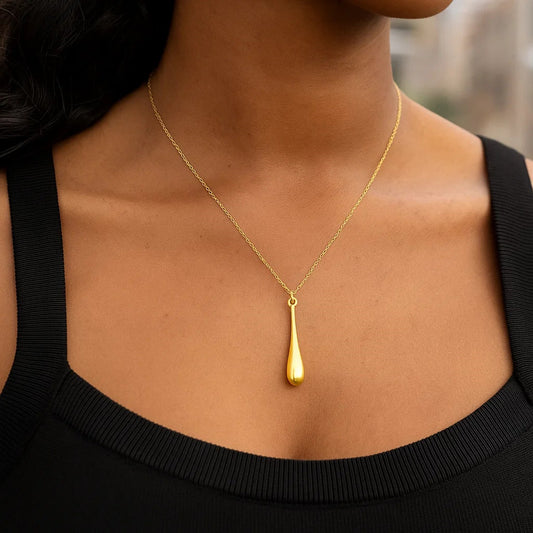 14k Yellow Gold Teardrop Shape Long Pendant RCJ