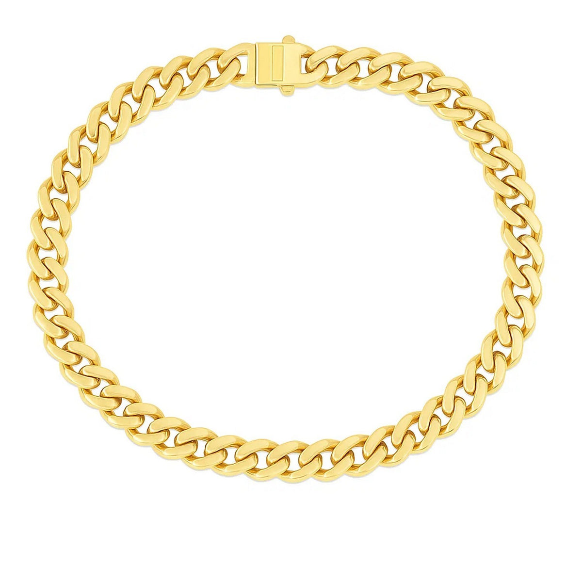 14k Yellow Gold Polished Miami Cuban Chain Bracelet (6.50 mm) RCJ